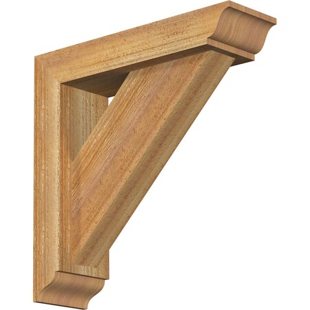 Ekena Millwork Traditional Traditional Rough Sawn Bracket w/ Offset Brace, Western Red Cedar, 4"W x 14"D x 14"H BKT0402X14X14TRA01RWR